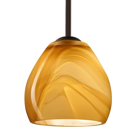 Besa Lighting Besa Bolla Stem Pendant, Honey, Bronze Finish, 1x 9W LED 1TT-4122HN-LED-BR