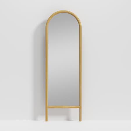 Homeroots 64" Natural Arch Wood Framed Standing Mirror 565060