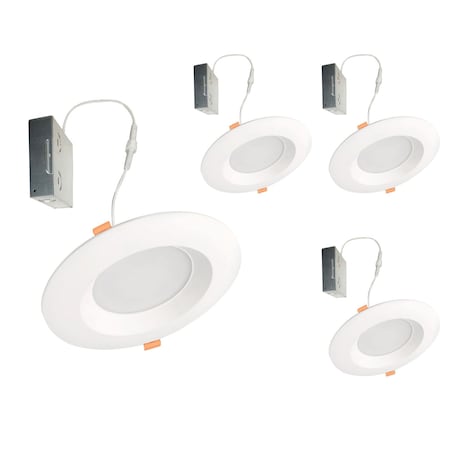 Bulbrite 14 W LED 6" Round Recessed Downlight Fixture with Metal J-Box, 5CCT - 27/30/35/40/50K, 110Lumens, 4PK 862656