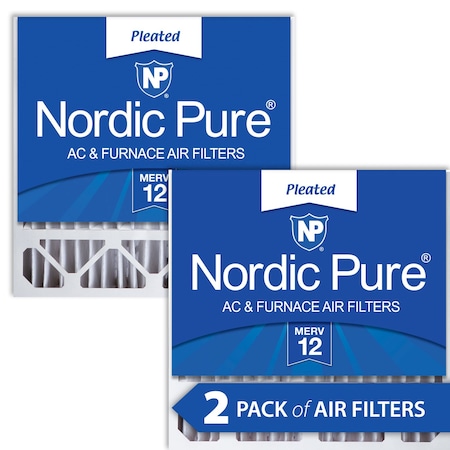 Nordic Pure 20x20x5 Pleated Air Filter, High Capacity, Electrostatically Charged Synthetic Media, MERV 12, 2 PK 20x20x5HM12-2