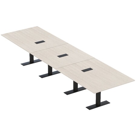 Skutchi Designs 16 Person Conference Table With Power Unit | 16' Rectangular Table | Harmony Series HAR-REC-48x192-T.BK-K458-EBLK