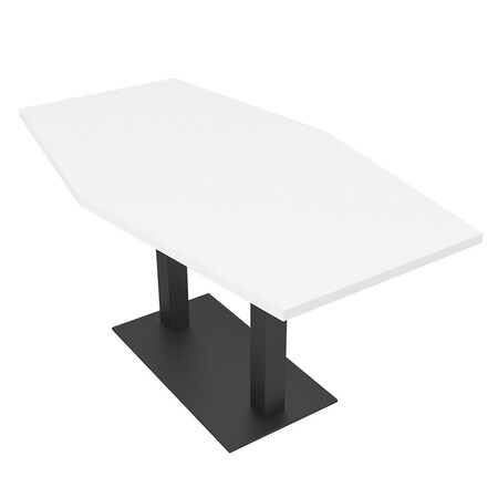 Skutchi Designs Hexagon Conference Table With Power Unit, 36 in W, 60 in L, White HAR-HEX.IR-36X60-DOU.BK-W960-NA