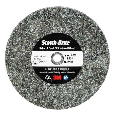 Scotch-Brite Deburr and Finish Pro Unitized Wheel, 9C Extra Coarse+, 3 in x 1/8 in x 1/4 in, 40PK DP-UW