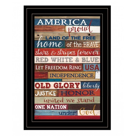 Homeroots America Proud Black Framed Print Wall Art 407756