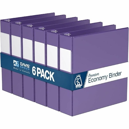 Davis Group Premium Economy, Angle D Ring, Binder, (Purple, 2"), PK6 2304-69-06