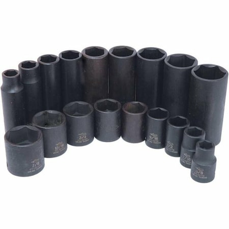 K-Tool International 3/8" Drive Impact Socket black oxide, Deep 6Pt, 3/8"Dr, 7/16 KTI-32214