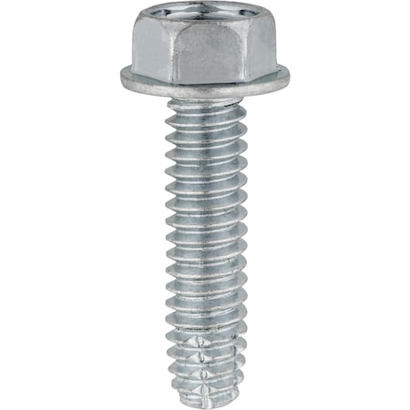 Auveco 1/4in-20 x 1in Indented Hex Washer Head Type F Zinc, 100PK 5786