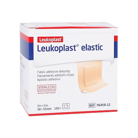 Leukoplast Elastic Adhesive Strip 1-1/2 X 2 Inch Plastic Rectangle Tan Sterile, 100PK 7645612