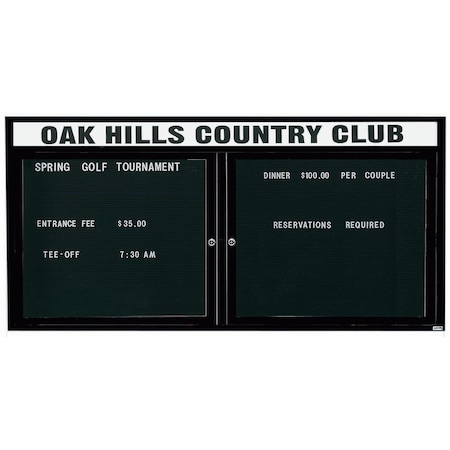 Aarco Outdoor Enclosed Directory w/ Al Frame Header, Powder Coated Black, 36''Hx72''W OADC3672HBK