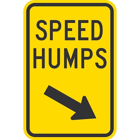 Lyle Speed Humps (with Down Arrow Pointing Right ), 12x18, High Intensity Prismatic, Yellow G-3977-HI_12x18