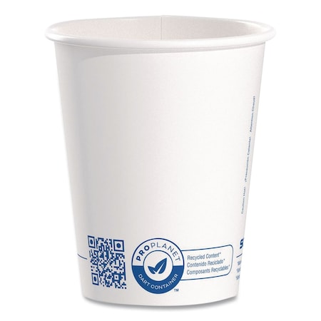Solo Recycled Content PCF Paper Hot Cups, ProPlanet Seal, 10 oz, White/Blue, 1000PK 370RC-PLANET