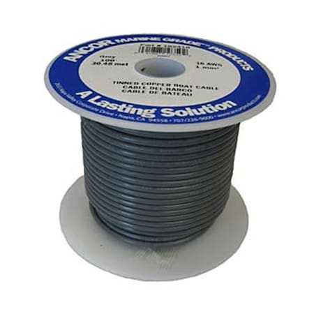 Upgrade Primary Wire, 16 AWG, 1C C, Gray, Vinyl, Stranded, 600V, 100 ft. UP3452593
