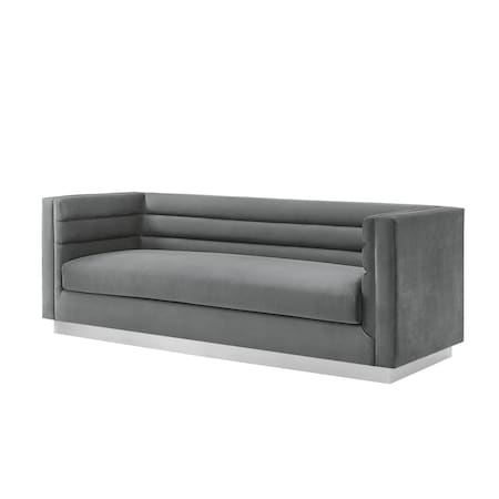 Homeroots 84" Dark Gray Velvet Solid Wood Sofa 543971
