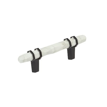 Amerock Carrione 3 inch 76mm Center-to-Center Marble White/Black Bronze Cabinet Pull BP36639MWBBR