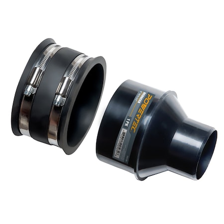 Powertec 4 in. to 2-1/2 in. Reducer and 4 in. Dust Control Flex Cuff with Hose Clamps 70322