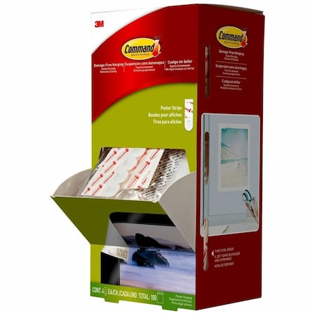 3M Command Poster Strips - 1.75 x .63 - White, 100 Packs/Carton 17024CABPK