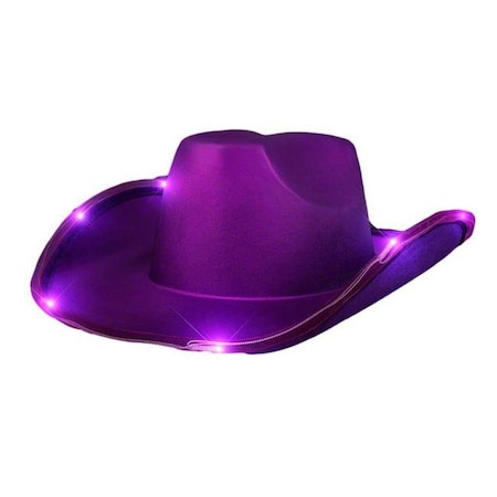 Surprise Light Up Shiny Satin Metallic Space Cowboy Hat, Purple SU3342693