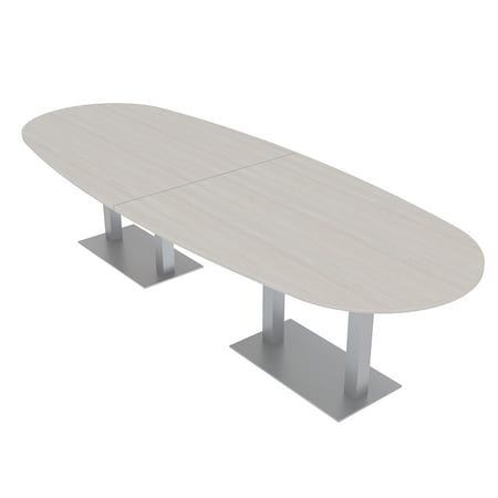 Skutchi Designs Boval Conference Table With Power, 48 in W, 120 in L, Ivory HAR-BOVL-48X120-DOU-K458-NA