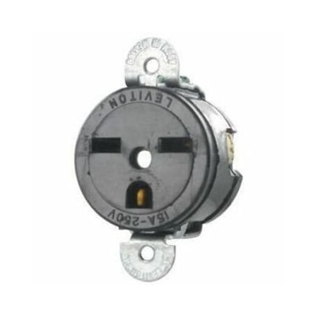 Leviton Single Receptacle Outlet, 15A, Black, 250V 5658-SS