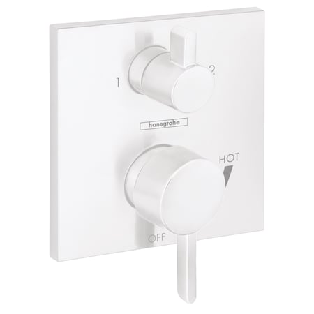 Hansgrohe Ecostat Pressure Balance Trim Square with Diverter in Matte White 15862701
