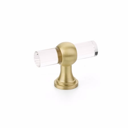 Schaub Lumiere Transitional Cabinet T Knob Acrylic Satin Brass Finish 411-SB