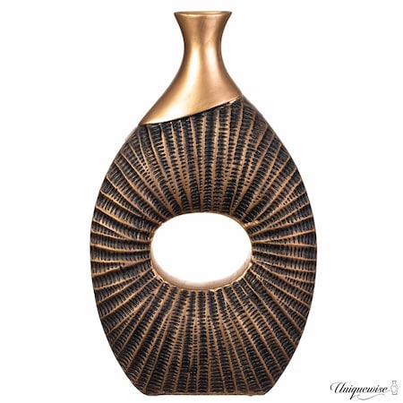 Uniquewise 19-Inch Black and Gold Farmhouse Vase - Decorative Piece for Boho Kitchen, Bedroom Table, Home QI004688.BK