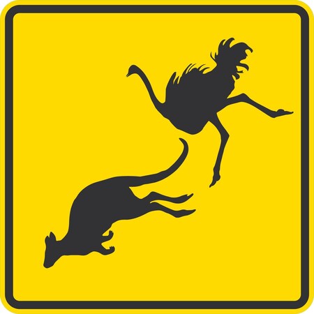 Lyle Kangaroo, Ostrich Crossing Symbol, 24x24, Diamond Grade, Yellow G-12228-DG_24x24