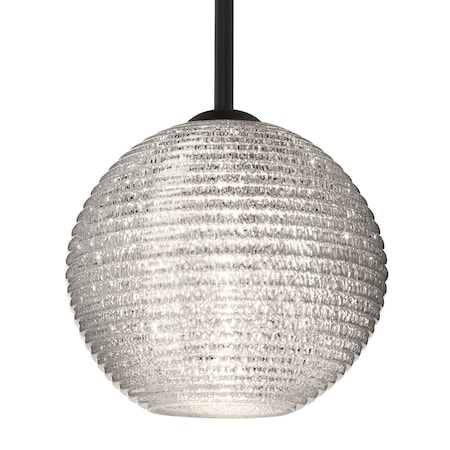 Besa Lighting Besa Kristall 8 Pendant, Glitter, Black Finish, 1x 60W MAX E26 Base 1TT-4616GL-BK