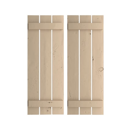 Ekena Millwork Rustic Three Board Spaced Board-n-Batten Knotty Pine Faux Wood Shutters, 17 1/2W x 42H, PR SHUBSS17X42KPPR