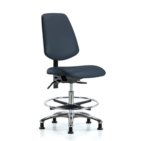 Blue Ridge Ergonomics Bench Chair, Vinyl, Med, Bk, CF, Glds, Navy, No Arms, 22" to 29" Height, Imperial Blue BR-VMBCH-MB-CR-T1-A0-CF-RG-8582