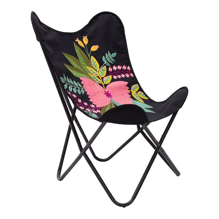 Homeroots 26" Black Tropical Butterfly Chair 556450