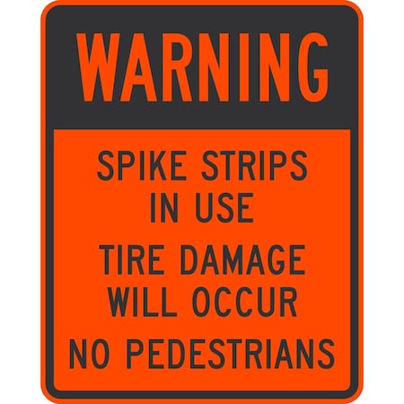Lyle Warning Spike Strips In Use Tire Damage Will, 24x30, High Intensity Prismatic, Orange G-14201-HI_24x30