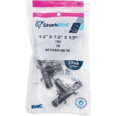 Sharkbite PEX-B 1/2'' Poly Alloy Barb Tee, 5PK UP362A5