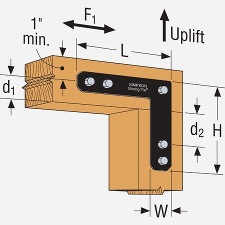 Simpson Strong-Tie 12'' L.x12'' H''x2.5'' W 7 ga Black Steel Ornamental L Strap Tie 1212HLPC