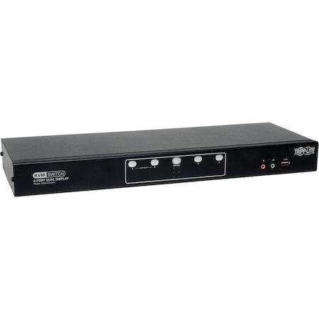 Tripp Lite series 4-Port Dual Monitor DVI KVM Switch with Audio and USB 2.0 Hub, Cables included B004-2DUA4-K