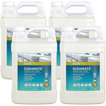 Ecos Dish Soap, Hand Wash, 1 gal, Jug, Liquid, Unscented, Biodegradable, 4 PK PL9721/04