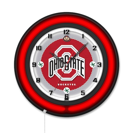Holland Bar Stool Ohio State University 19 Double Neon Wall Clock Clk19BK