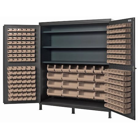 Quantum Storage Systems JUMBO GRAY STORAGE CABINET W/212 CLEAR BINS QSC-72SCL