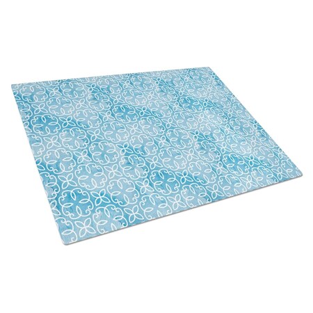 Carolines Treasures Watercolor Geometric Cirlce on Blue Glass Cutting Board, Large BB7555LCB