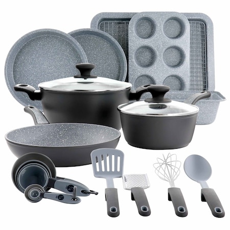 Oster Bastone 23 Piece Nonstick Cookware Bakeware Set in Speckled Gray 137517.23