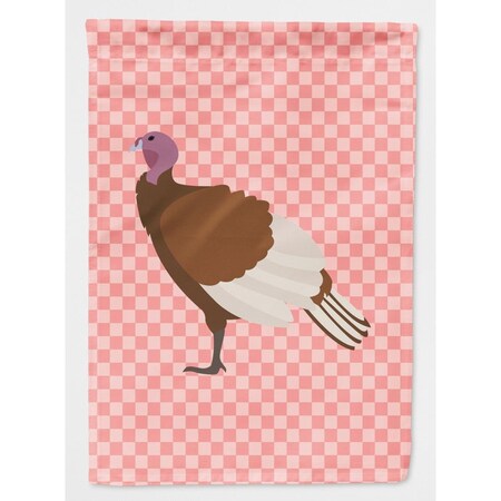 Carolines Treasures Bourbon Red Turkey Hen Pink Check Garden Flag Size BB7982GF