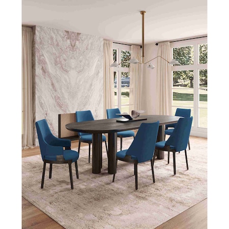 Manhattan Comfort 6-Piece Kara Dining Side and Arm Chairs in Blue 4-DC057-BL