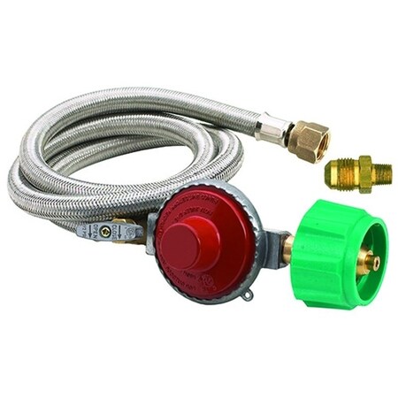 Bayou Classic Hose and Regulator, 38 in Connection, 48 in L Hose, Stainless Steel M5HPR-1