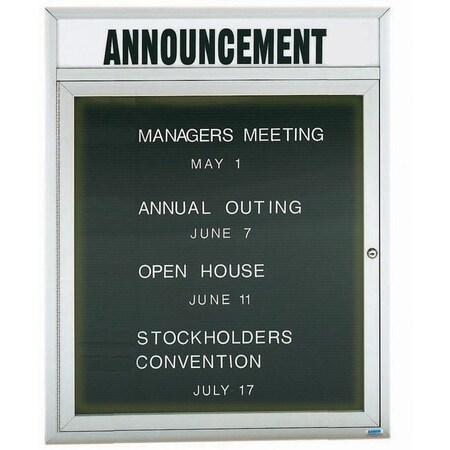 Aarco Illuminated Outdoor Enclosed Directory w/ Al Frame Header, Clear Satin Anodized Finish, 36''Hx30''W OADC3630HI