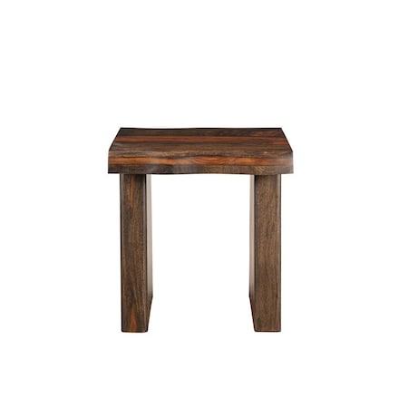 Homeroots 23" Dark Brown And Brown Wood Solid Wood Square End Table 521948