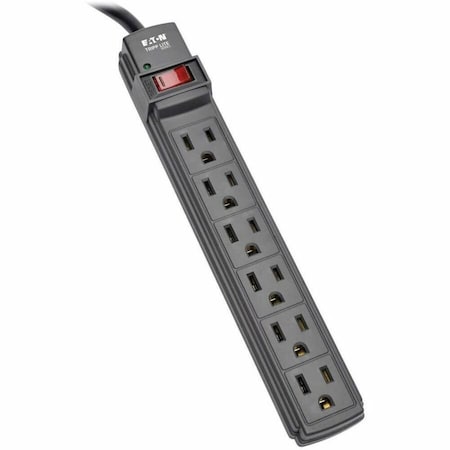 Tripp Lite Power Strip, 5-15R, 5-15P, 6 ft., Black PS66B