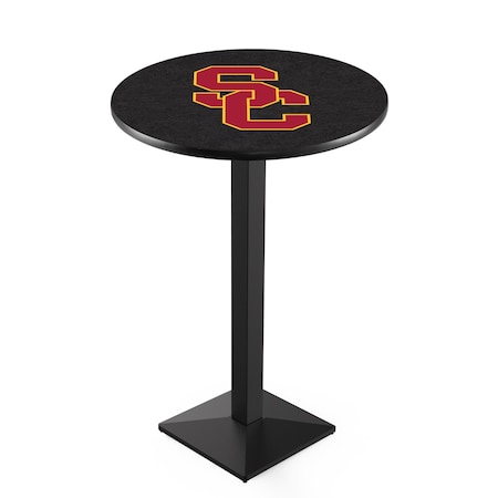 Holland Bar Stool Co 42" Blk Wrinkle USC Trojans Pub Table, 36" dia. Top L217B4236SouCal