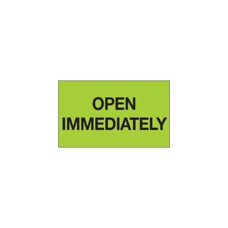 Bubblefast 3 x 5'' - ''Open Immediately'' Fluorescent Green Labels BFDL1217
