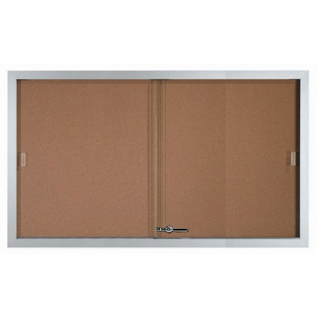 Aarco Enclosed Bulletin Boards w/ Sliding Glass Doors Satin Anodized Aluminium 36"x60" SBC3660