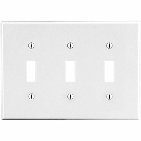 Hubbell Wiring Device-Kellems Wallplate, Mid-Size 3-Gang, 3) Toggle, White PJ3W